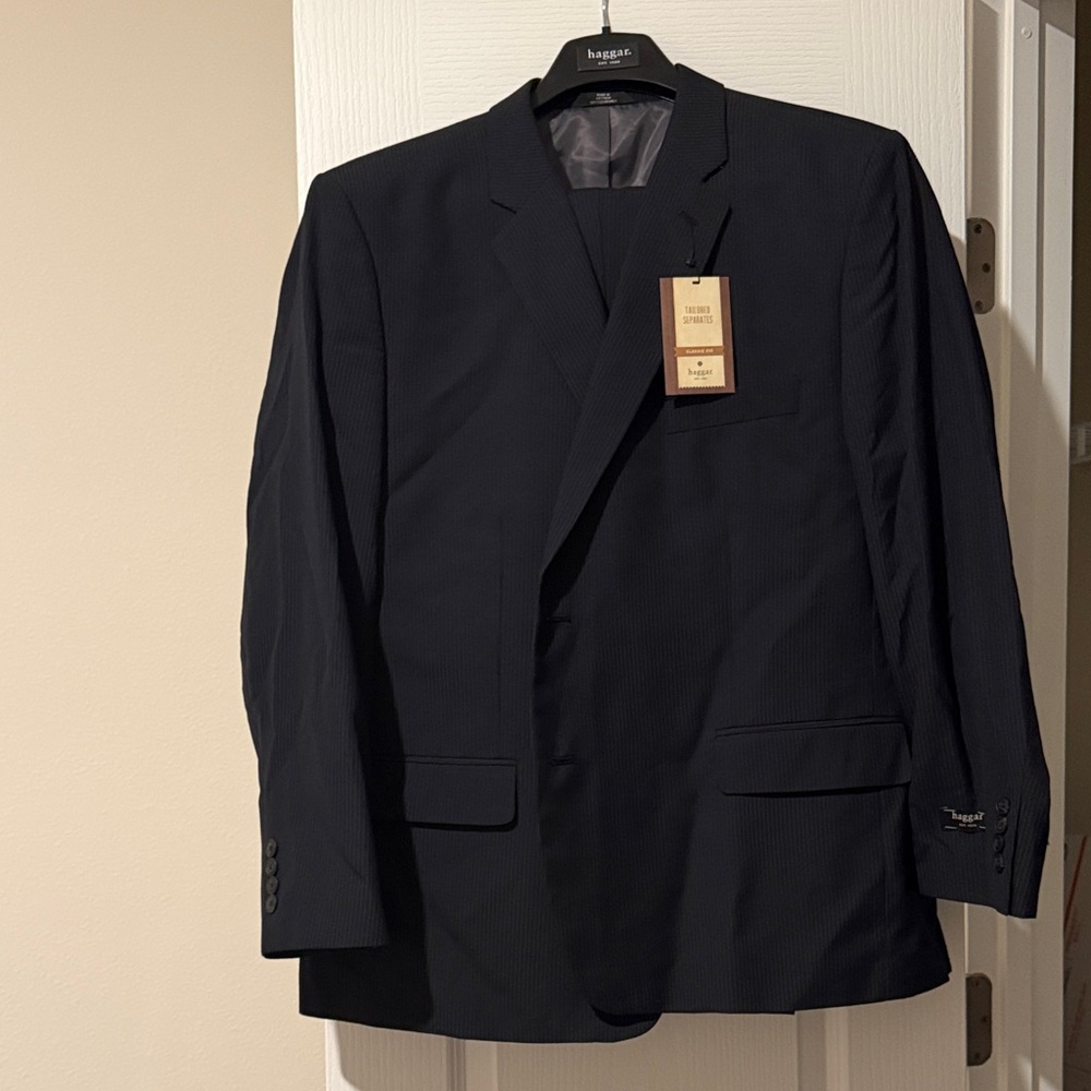 Haggar Tailored Separate Classic Black Striped Men's Suit